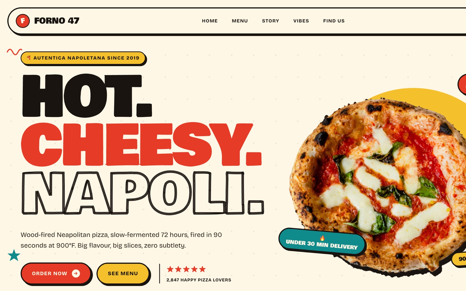 Forno 47 Neapolitan pizza landing page demo