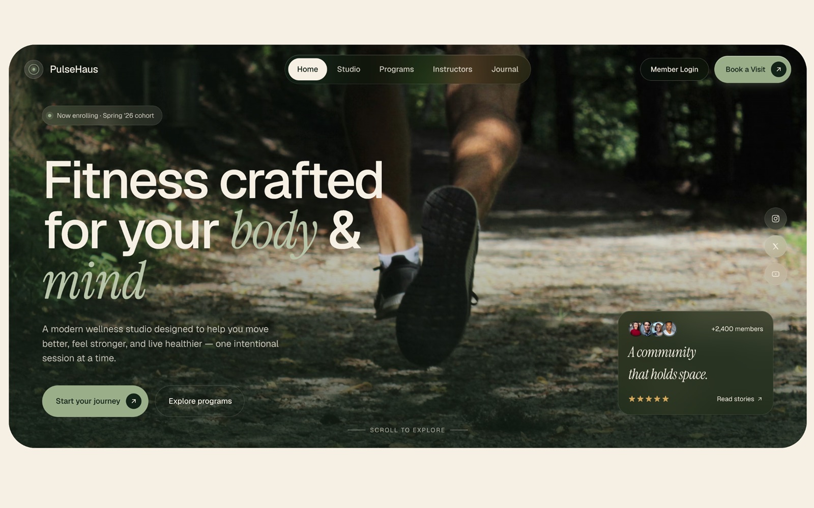 PulseHaus fitness studio landing page demo